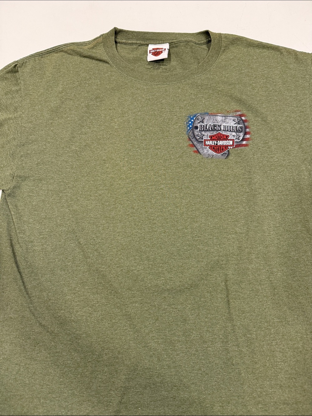 Harley-Davidson Olive Green Long Sleeve with Small American Shield Graphic